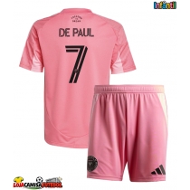 Camisa de Futebol Inter Miami Rodrigo De Paul #7 Equipamento Principal Infantil 2025-26 Manga Curta (+ Calças curtas)